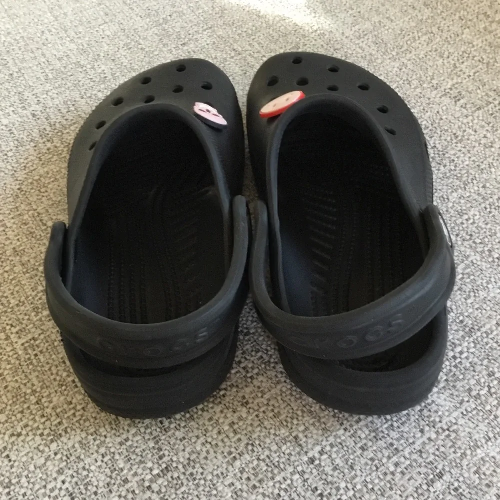 CROCS Kids Black Clog Sandals with Decorative Charms